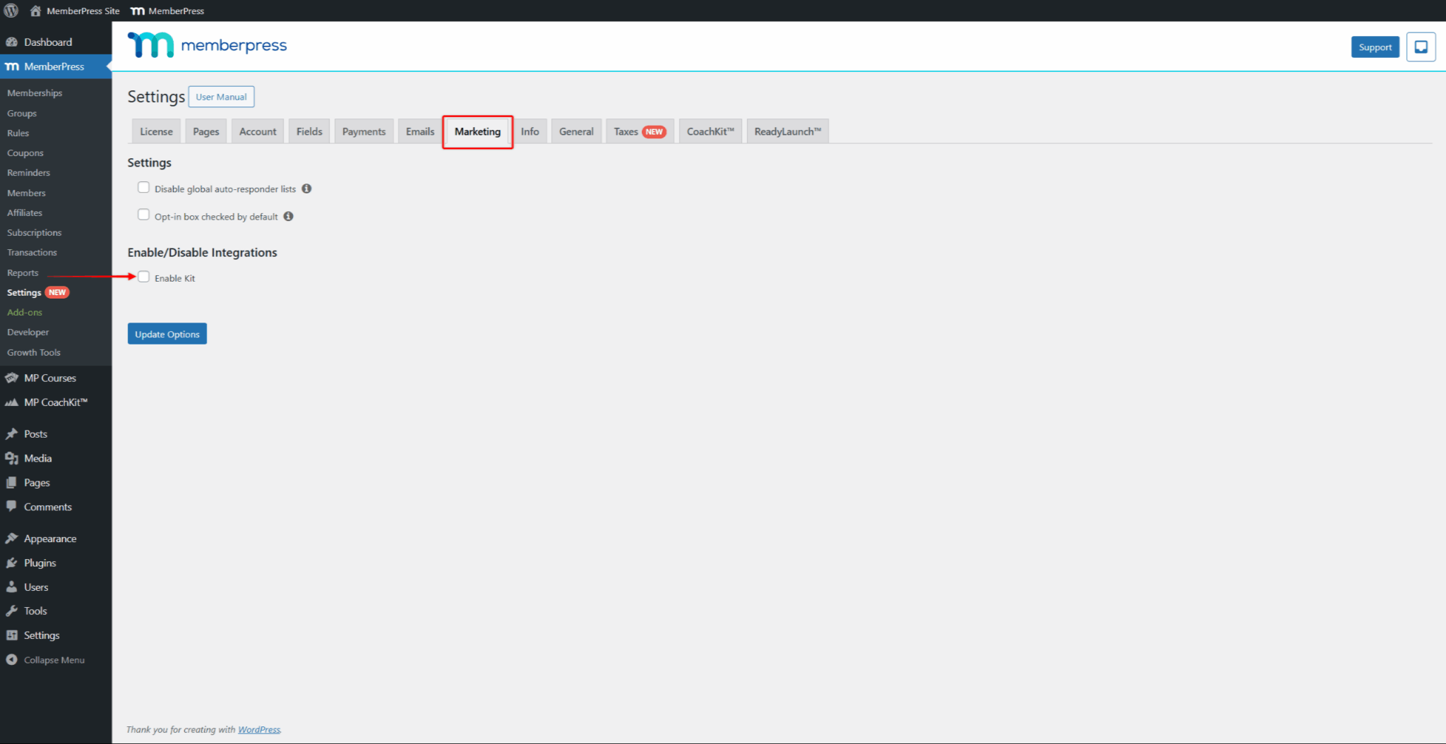 Instalación y configuración de MemberPress Kit (antes ConvertKit) Addon ...