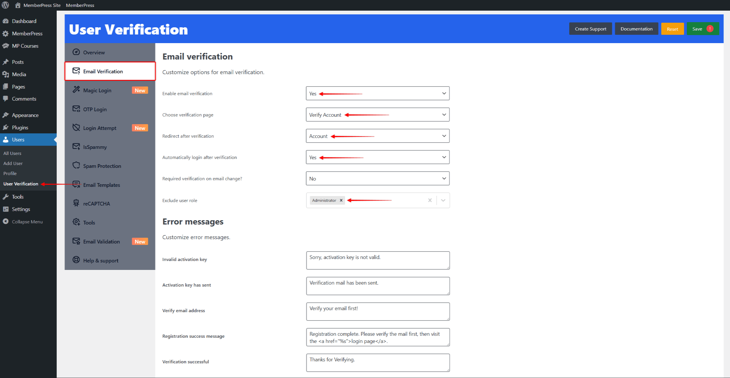 mepr-user-verification-email-settings | MemberPress