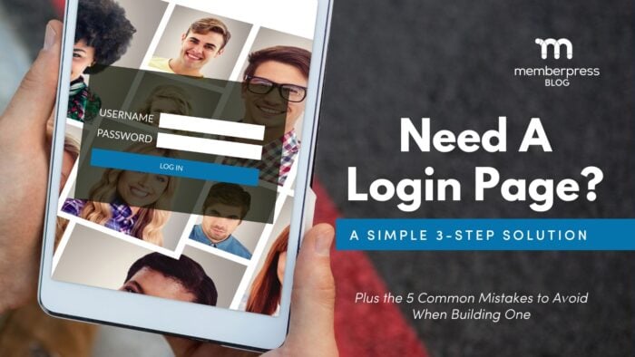 A person's hand holding a mobile tablet that shows a website's login page