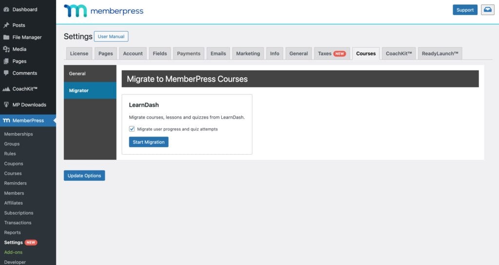 migrate LearnDash courses to MemberPress with one click