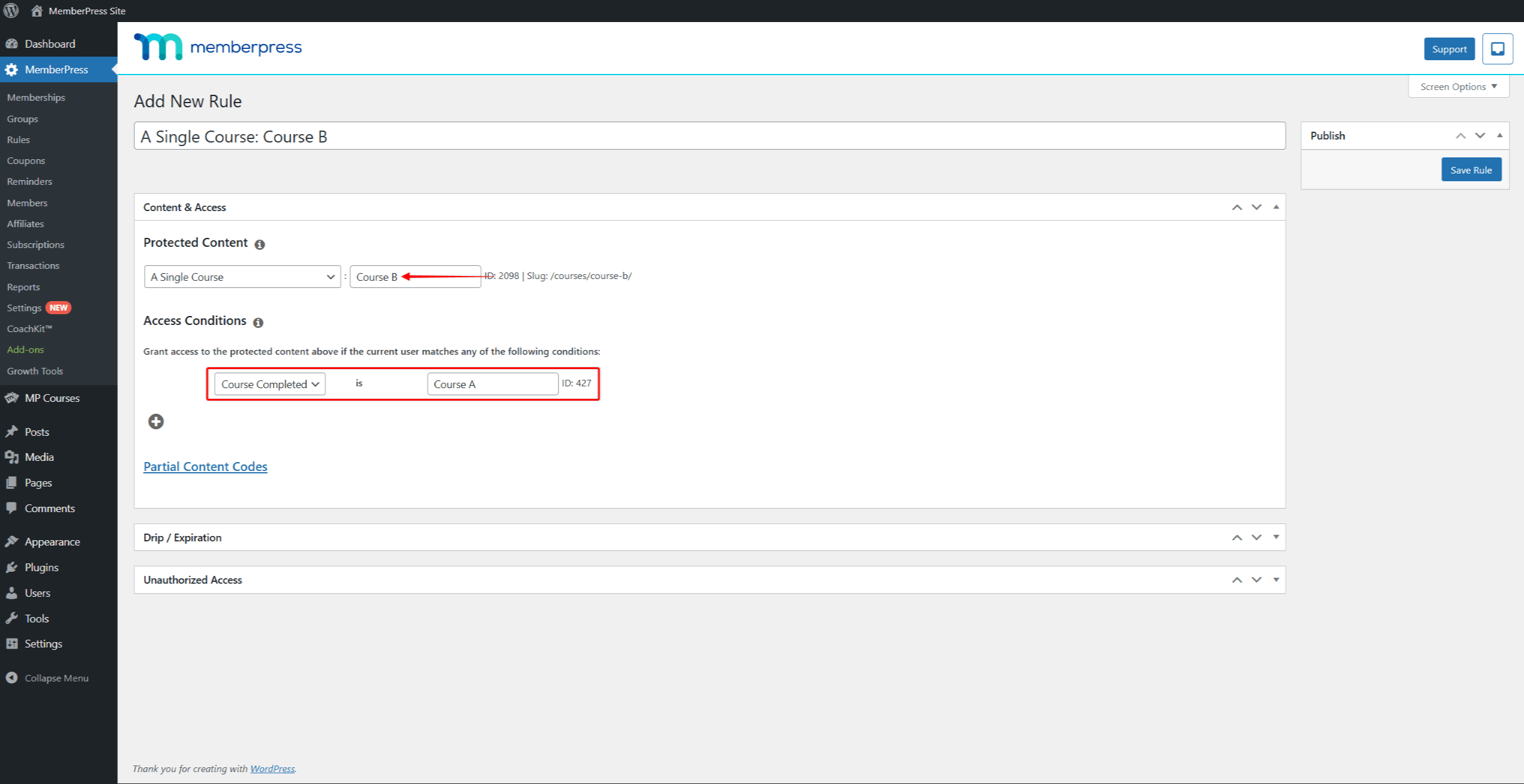 Complete Course in a Specific Order - Protecting the Remaining Courses in the Group