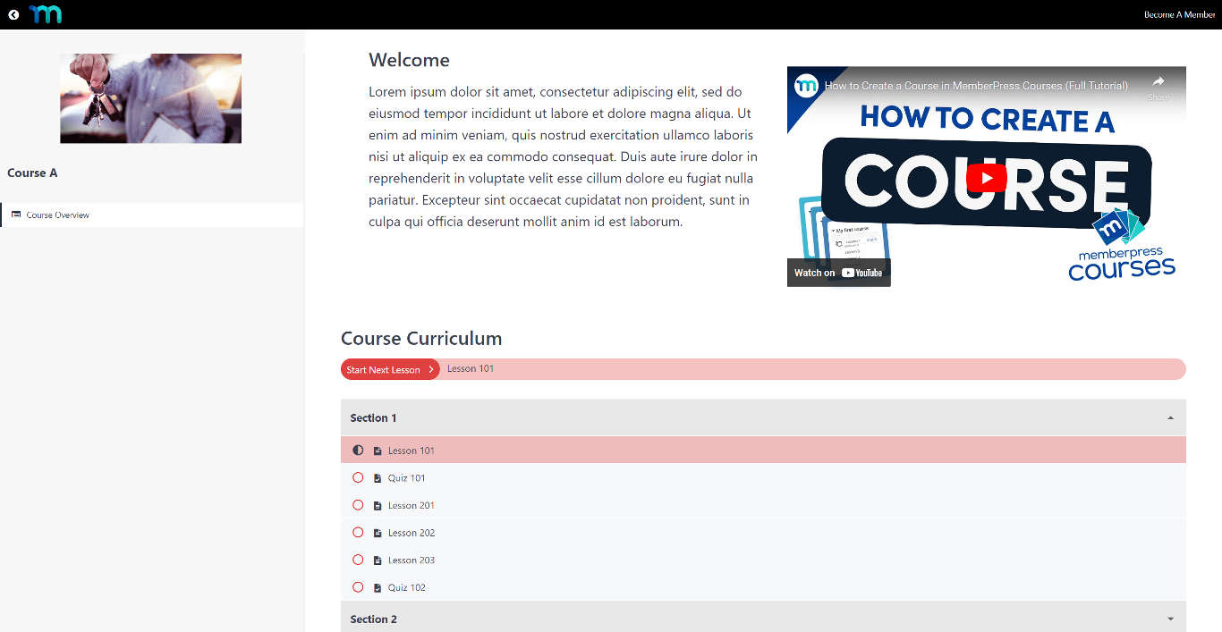MemberPress Courses Curriculum