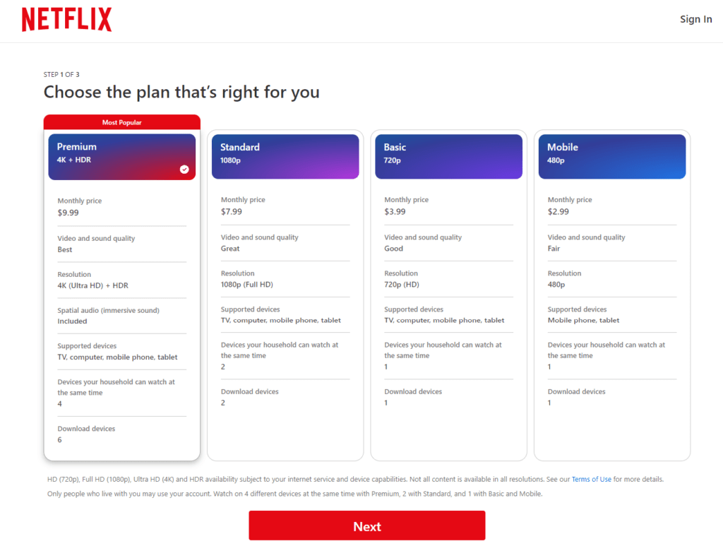 Netflix-Tarifplan