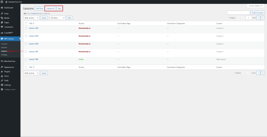 Course Tags System Protect MemberPress Courses