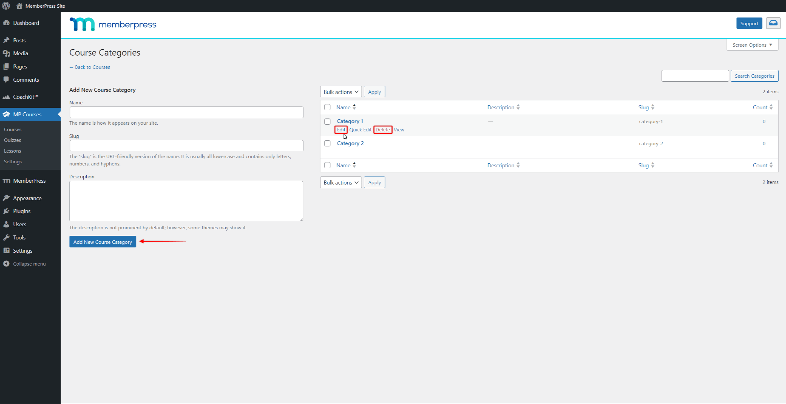 Managing Course Categories and Tags