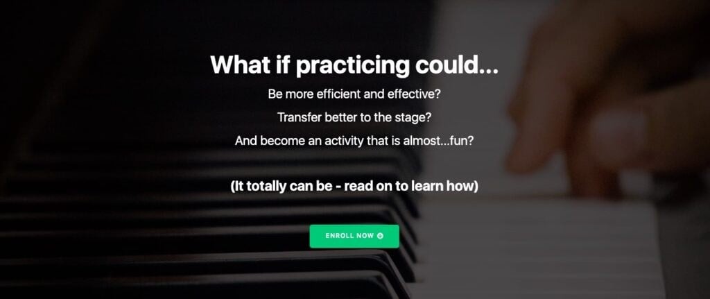 Headline on course landing page for Bulletproof Musician course