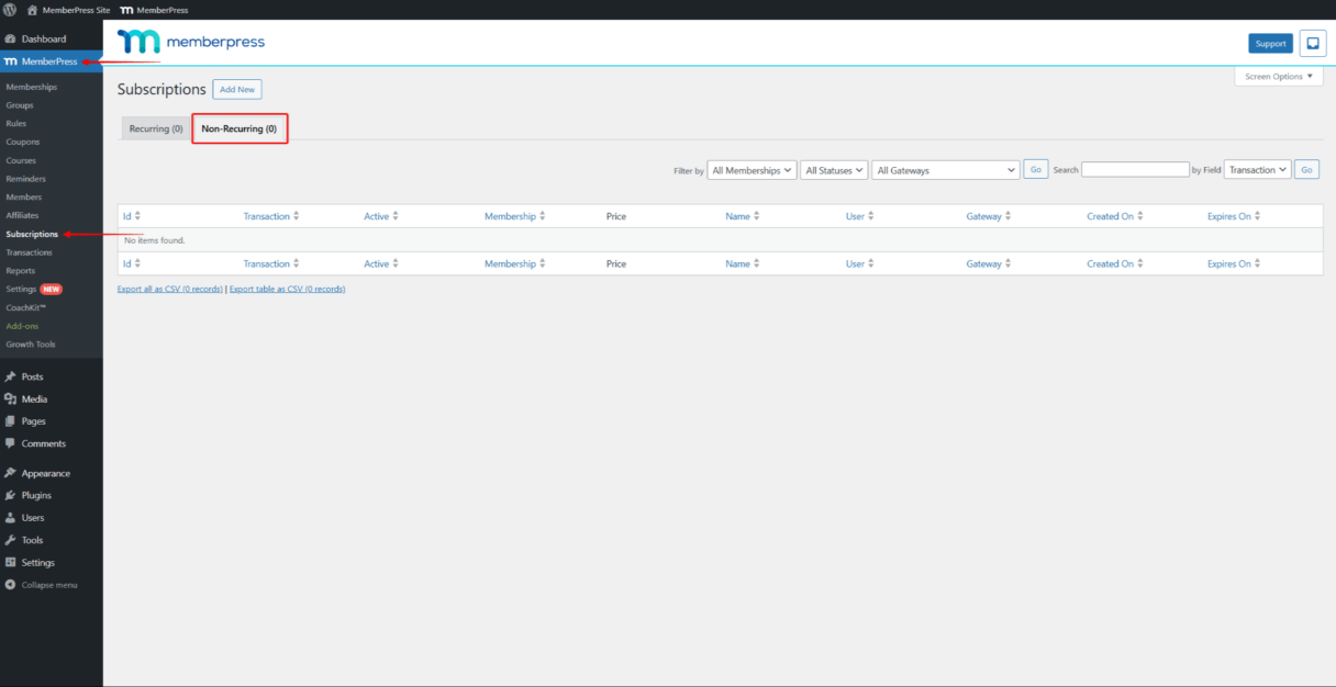 mepr-start-subscriptions-non-recurring | MemberPress