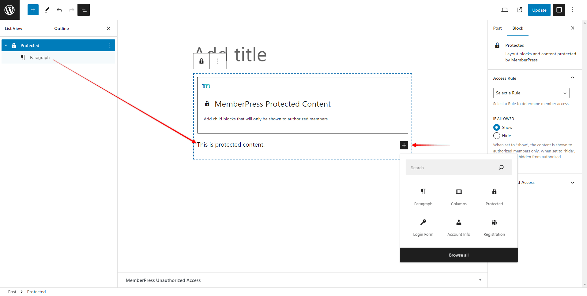 image | MemberPress Add Blocks To Protected Content Block
