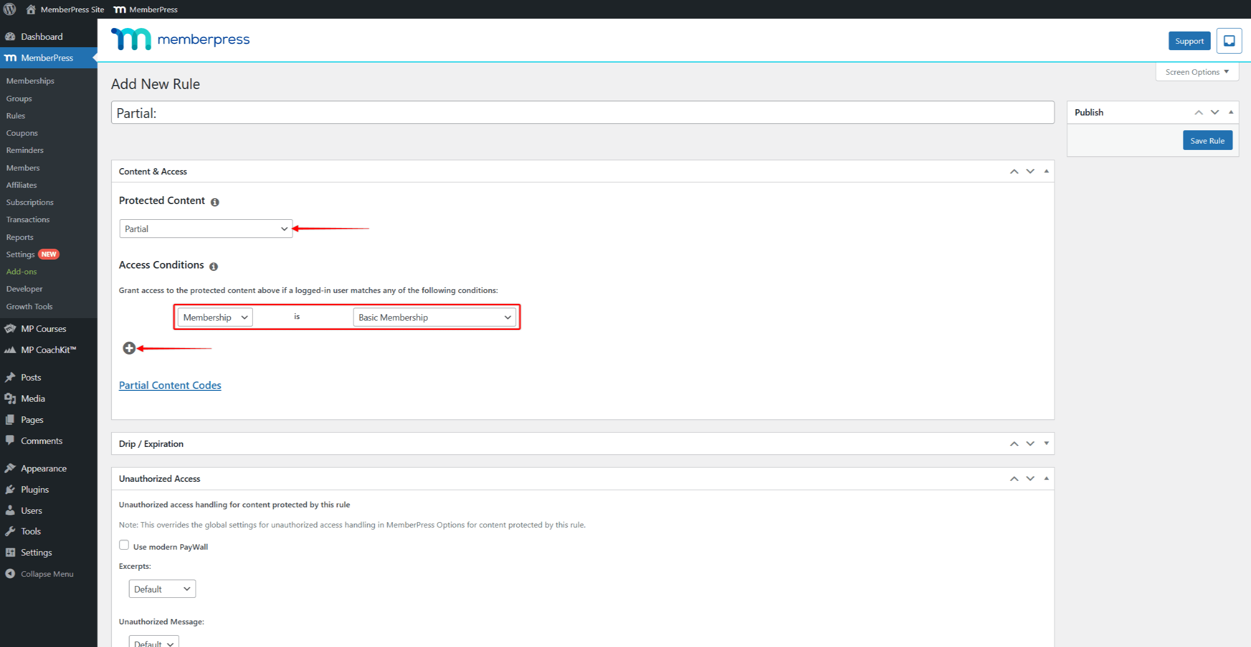 mepr-partial-rule-access | MemberPress MemberPress Partial Rule