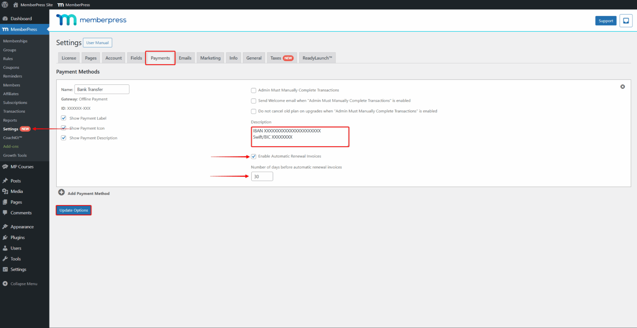 MemberPress Proforma Invoices for Offline Payment Gateway