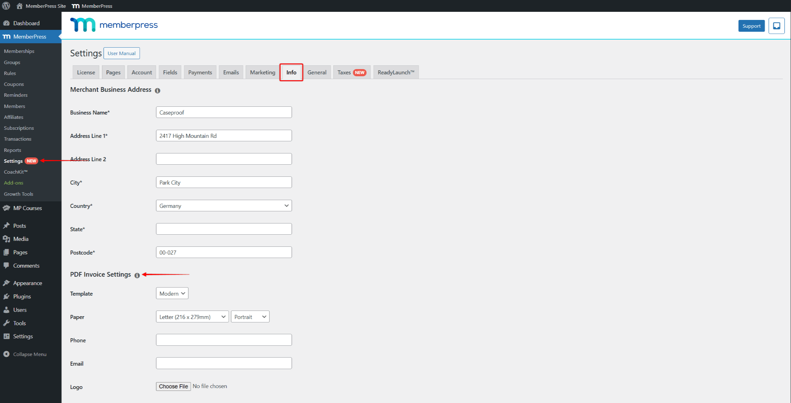 mepr-info-tab-pdf-invoice | MemberPress
