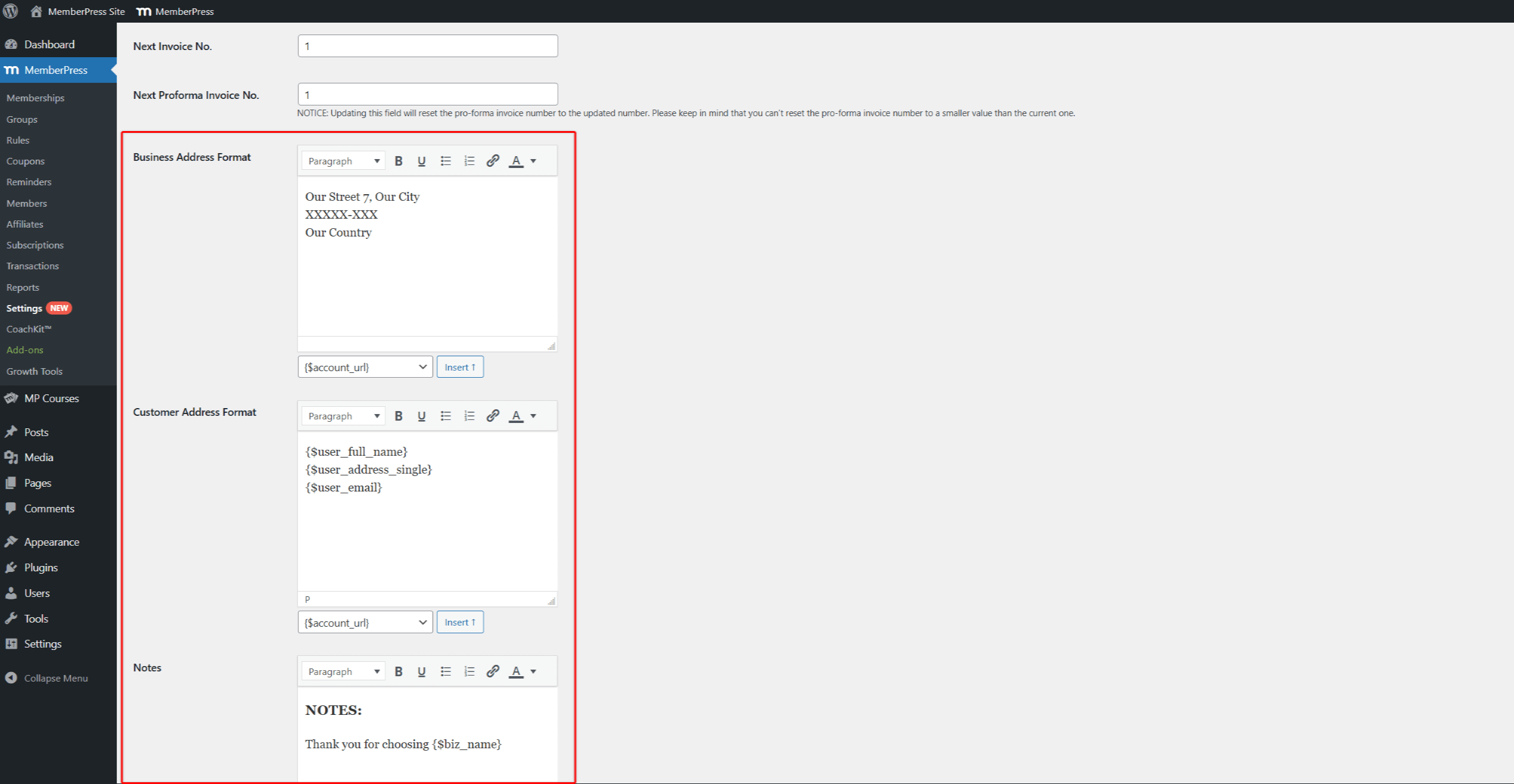 mepr-pdf-invoice-content-areas | MemberPress