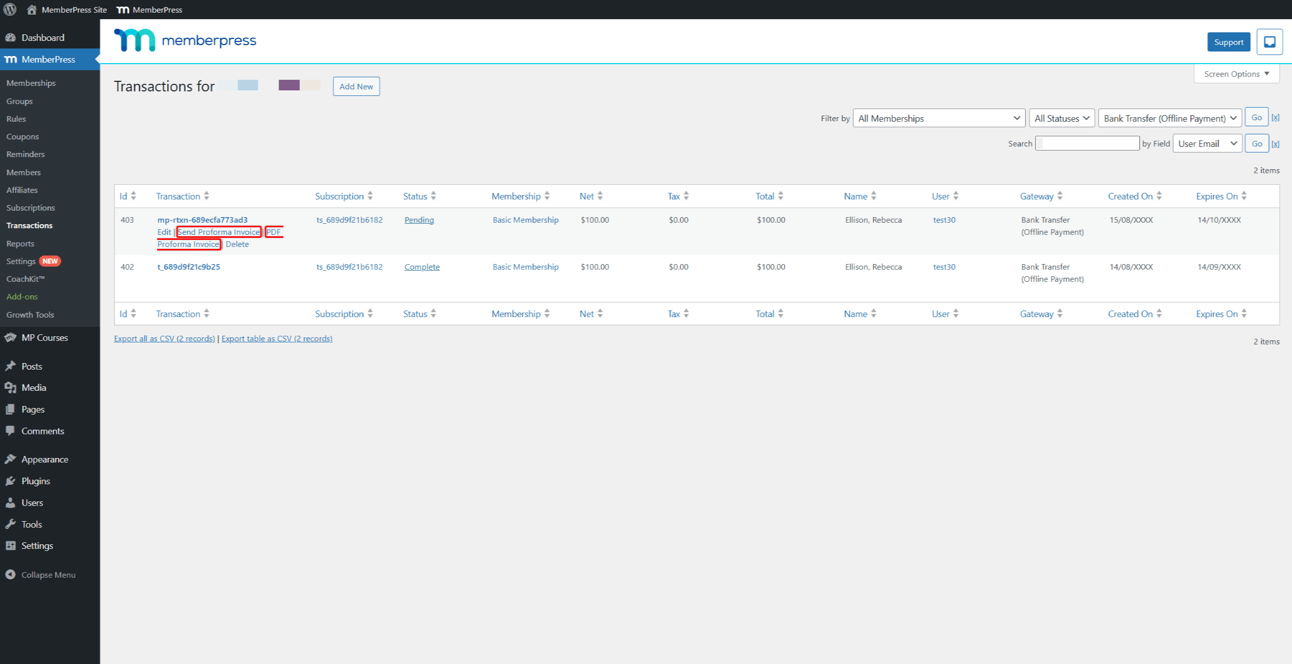 mepr-send-generate-profoma-pdf | MemberPress Send or Generate Proforma Invoice