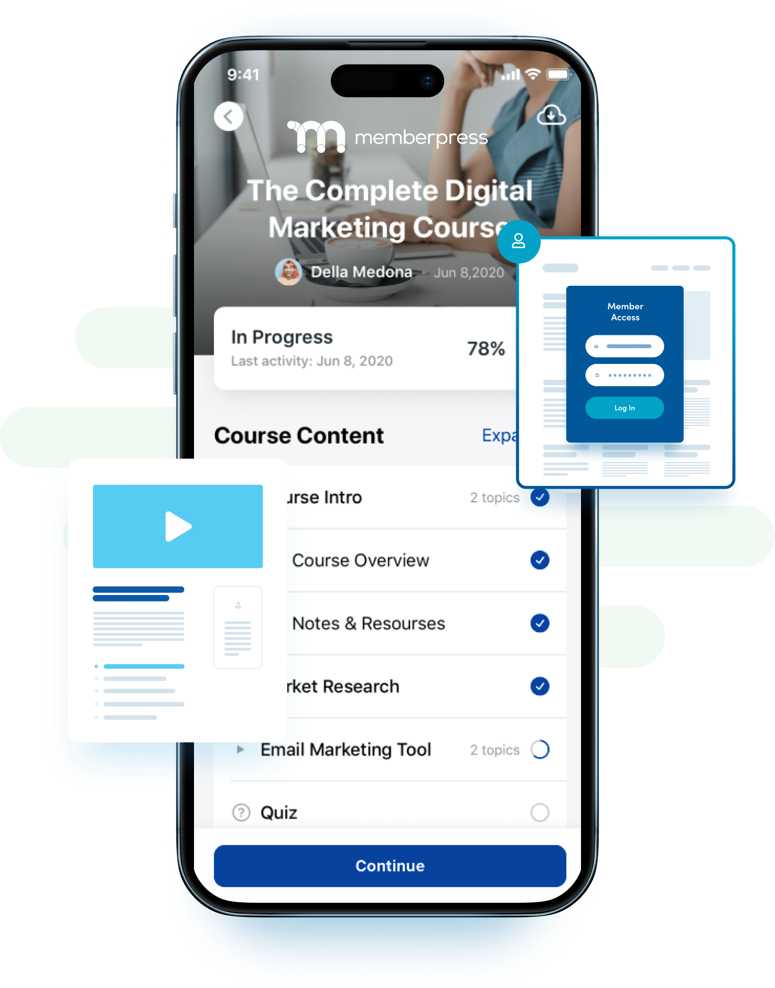 Screenshot of a MemberPress course landing page using ReadyLaunch.
