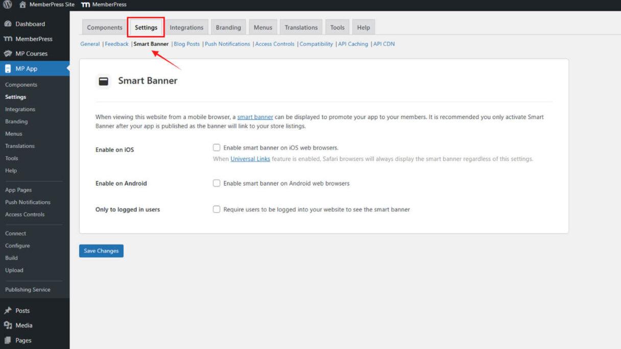 Configuração do Smart Banner no aplicativo MemberPress - 4 | MemberPress