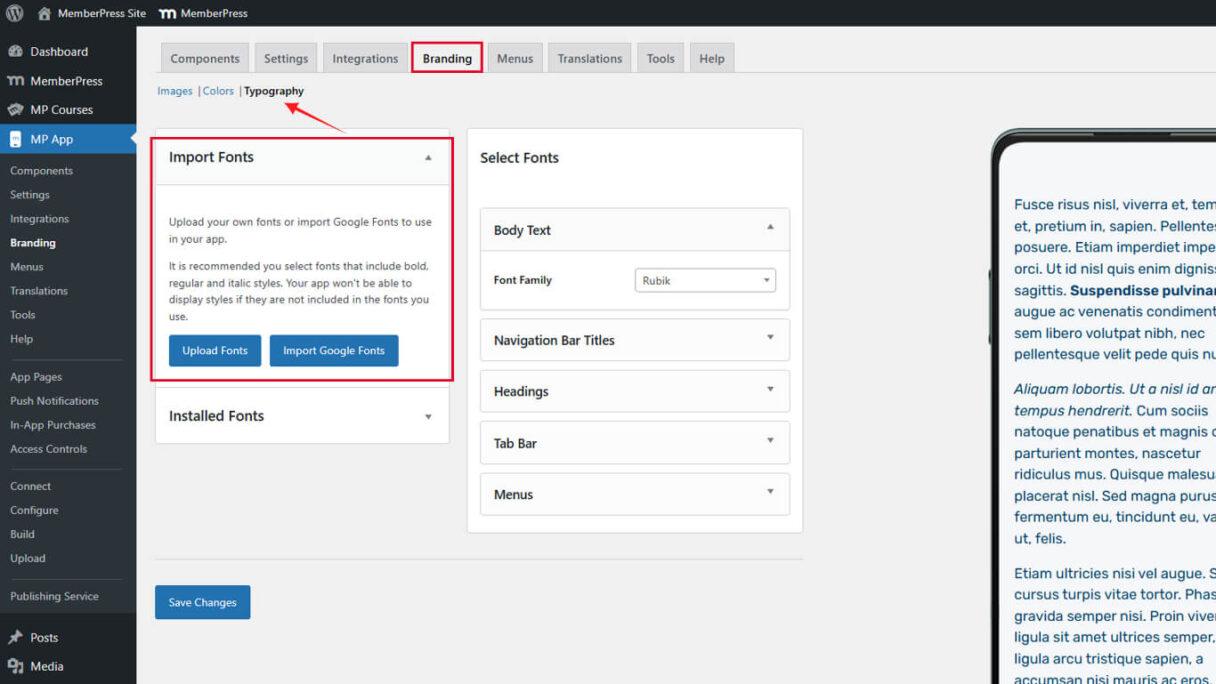 Configuring Typography in MemberPress App - 1 | MemberPress
