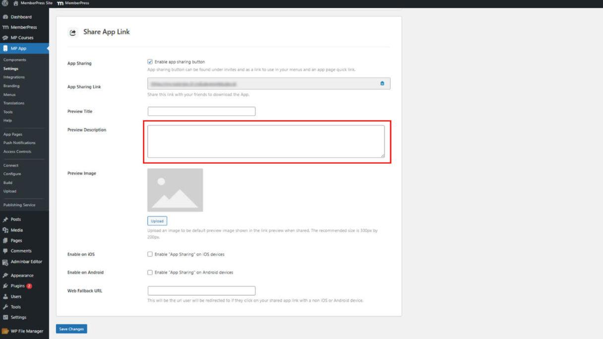 Configuração e uso do recurso Share App Link no aplicativo MemberPress - 4 | MemberPress