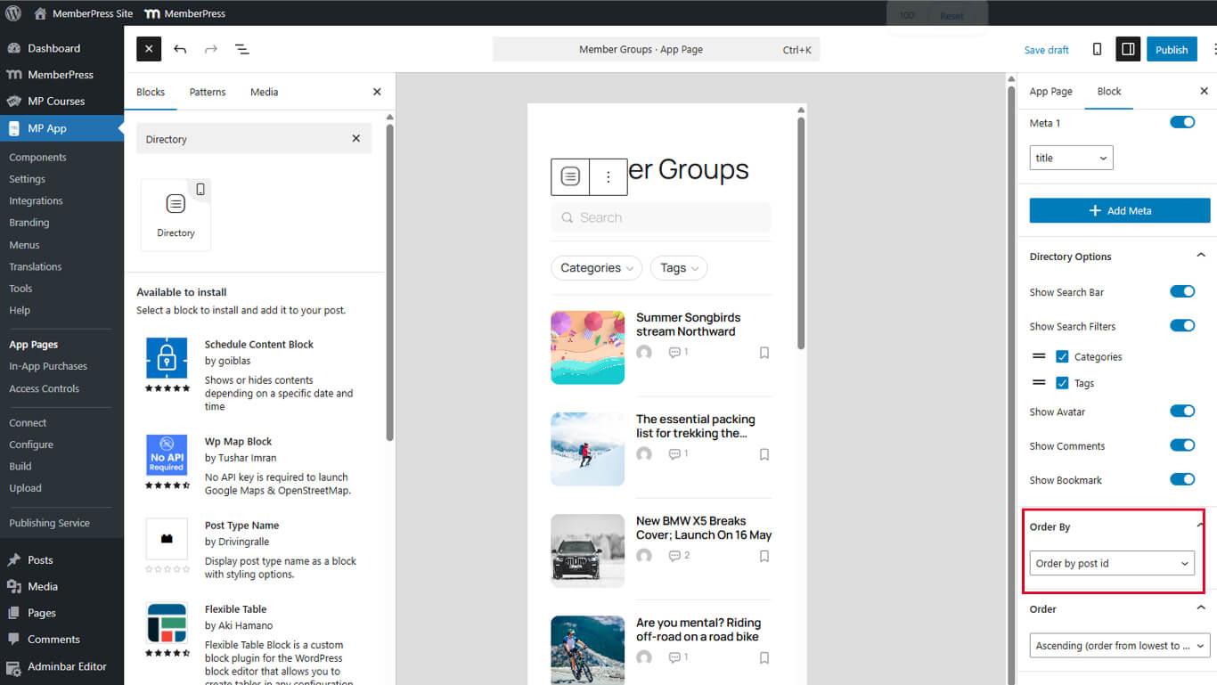 Order By Field Settings