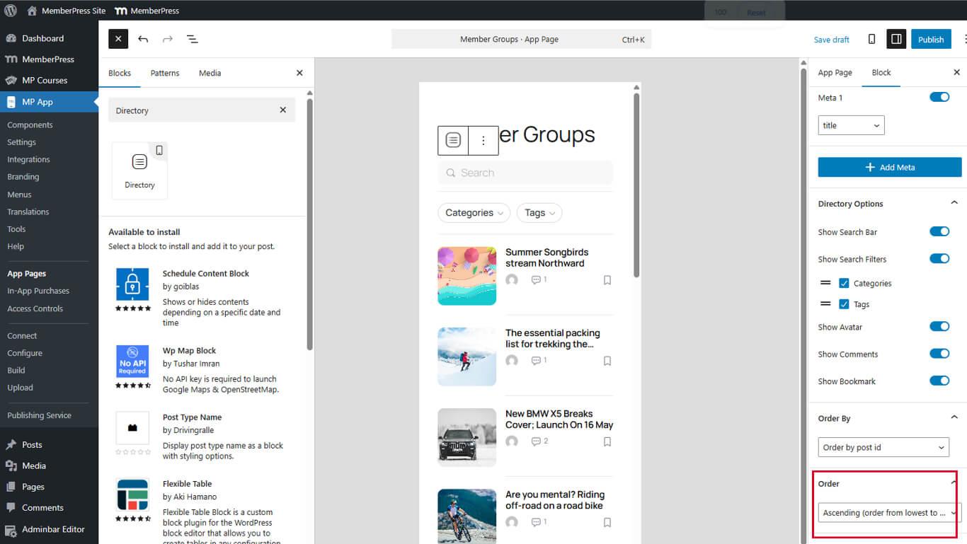 Order Direction Settings