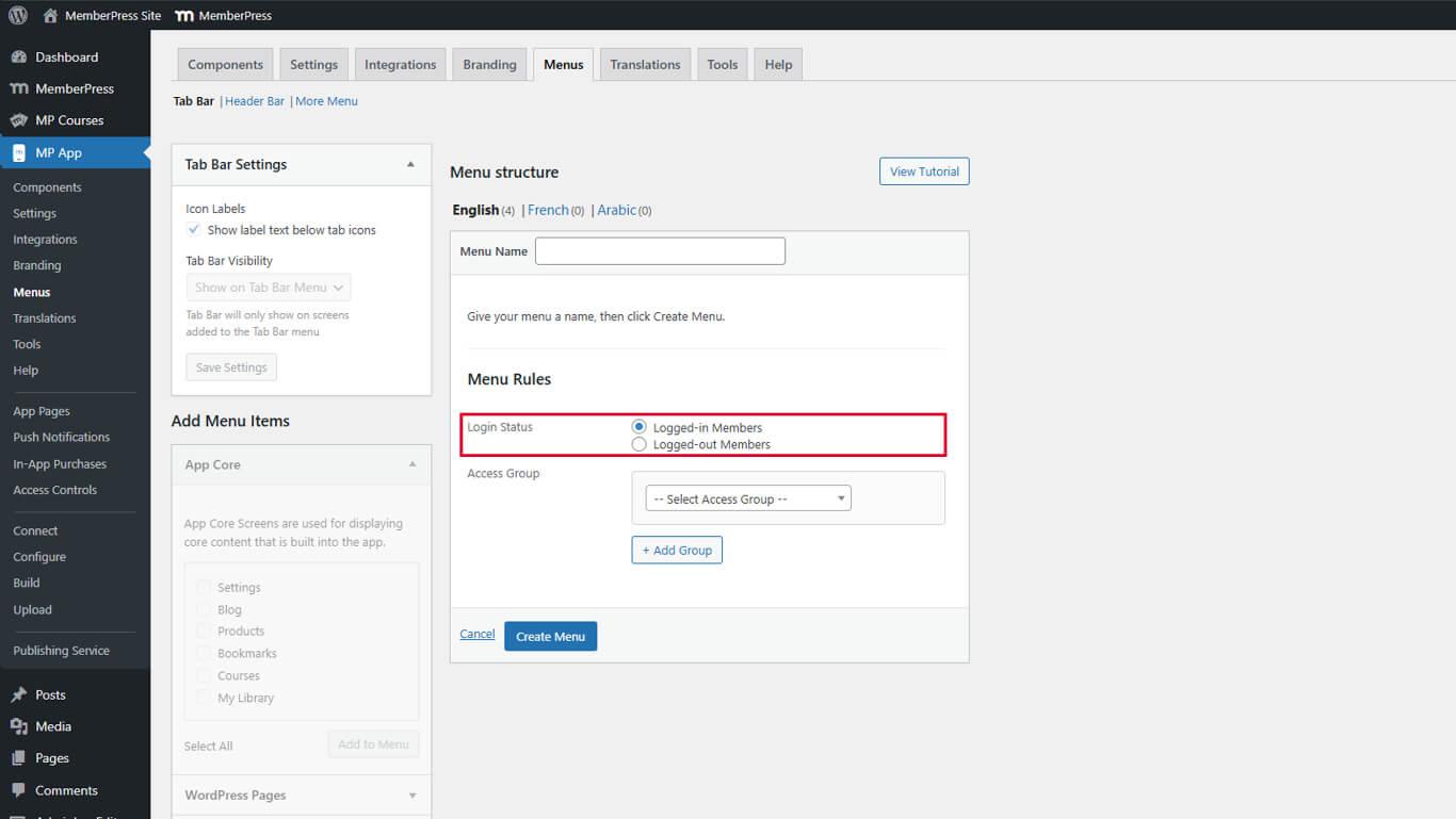 Criando várias versões de menu no aplicativo MemberPress - 7 | MemberPress