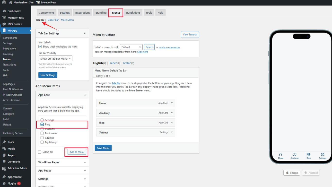 Adding Blog to Tab Bar