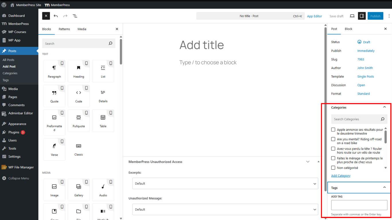 Post Categories and Tags