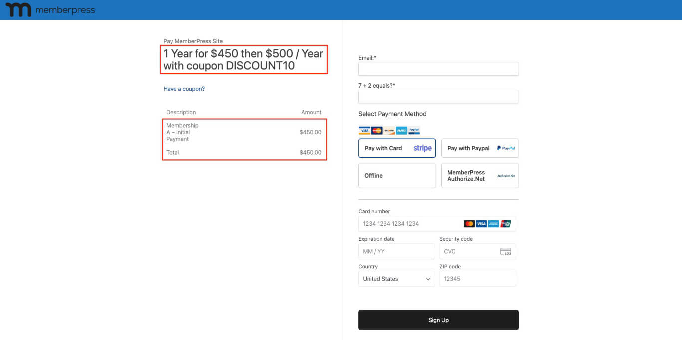 mepr-1-12-10-discount-preview | MemberPress coupon on registration form