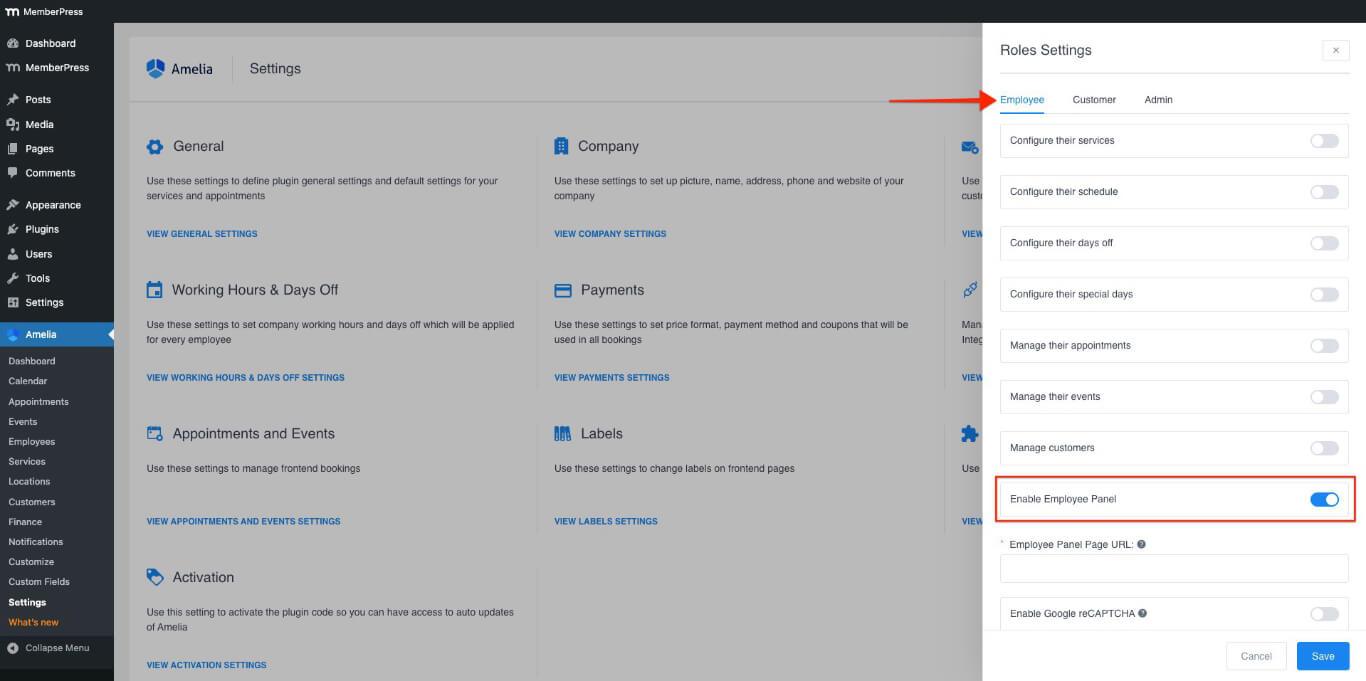 amelia employee panel