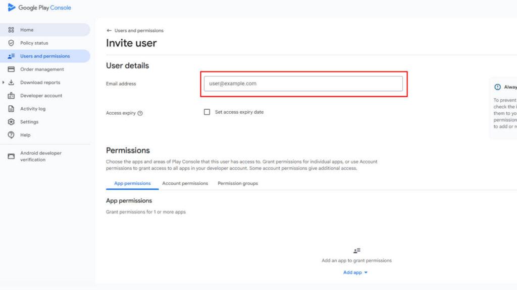 Google Developer Account - Admin Email