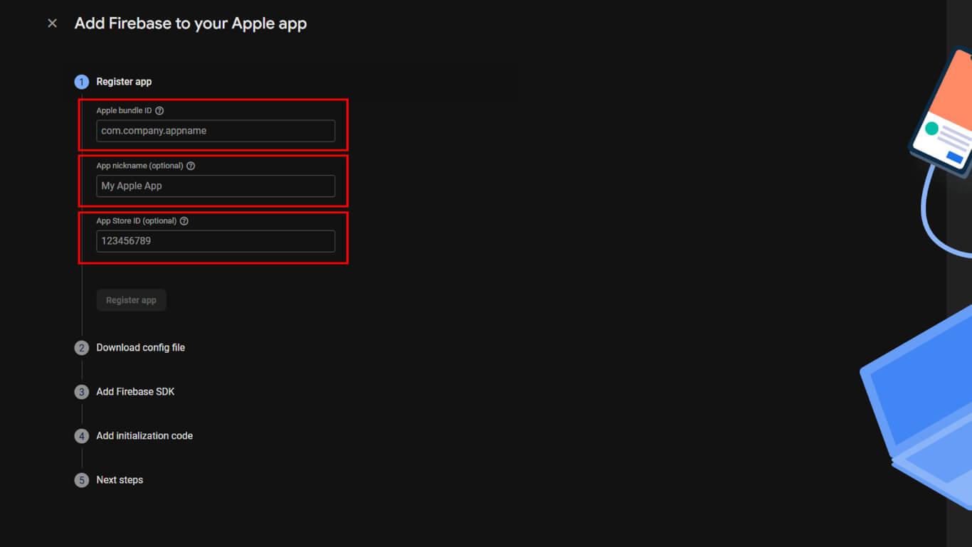 register ios app to google firebase