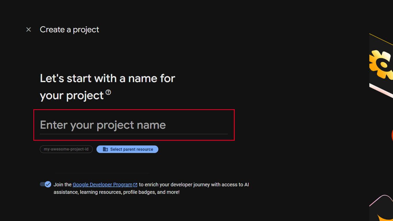 enter project name