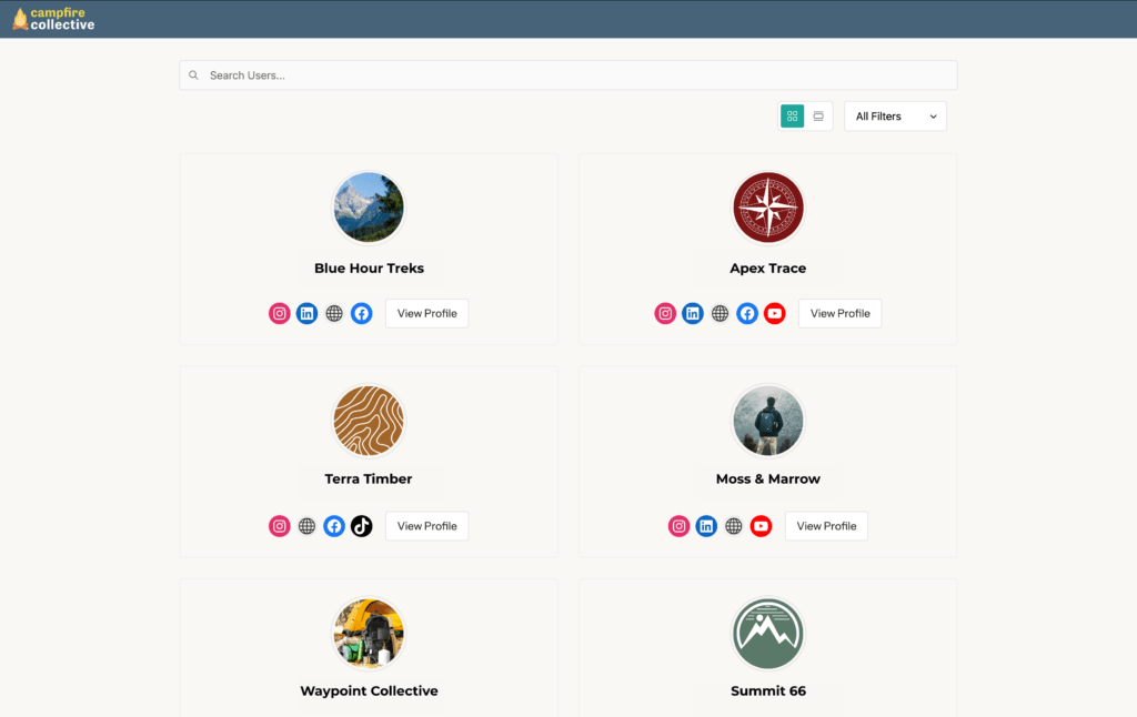Captura de tela do diretório de empresas criado com o ClubDirectory