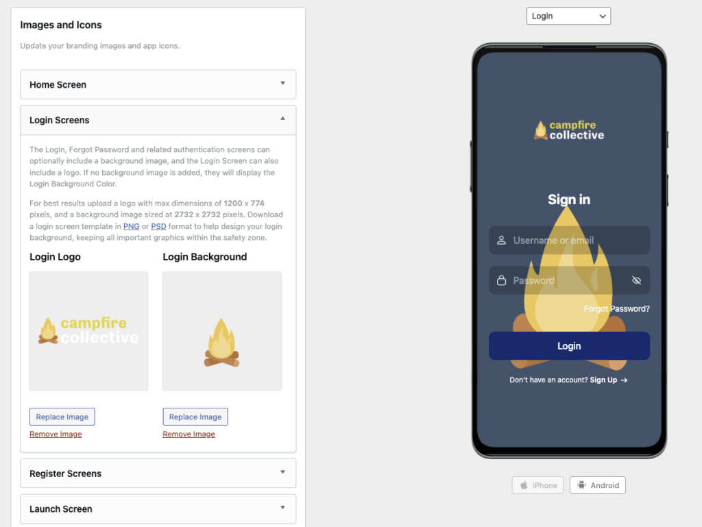 Captura de tela do backend do AppKit App Creator do MemberPress