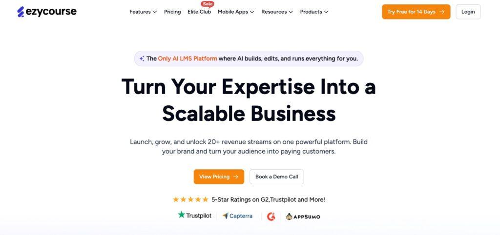 EzyCourse Homepage Screenshot