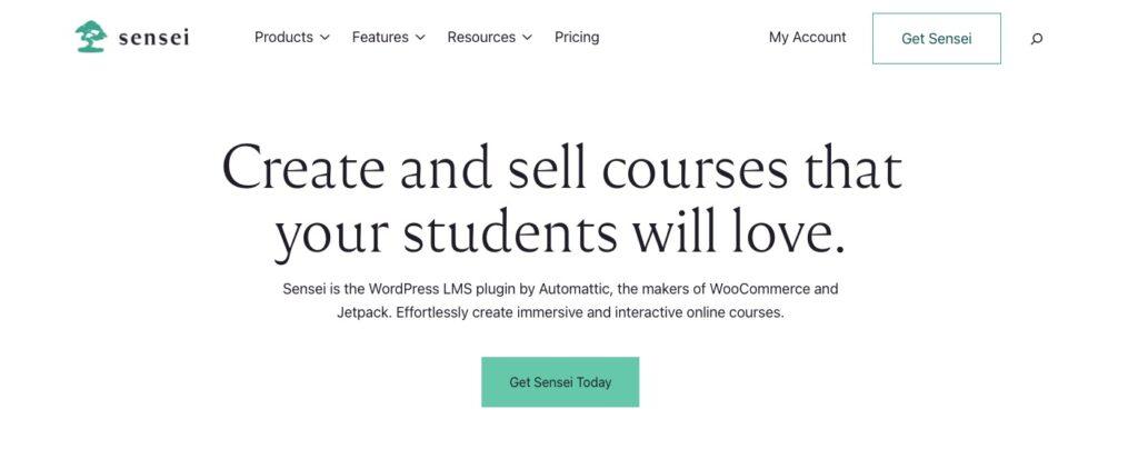 Sensei LMS Homepage Screenshot