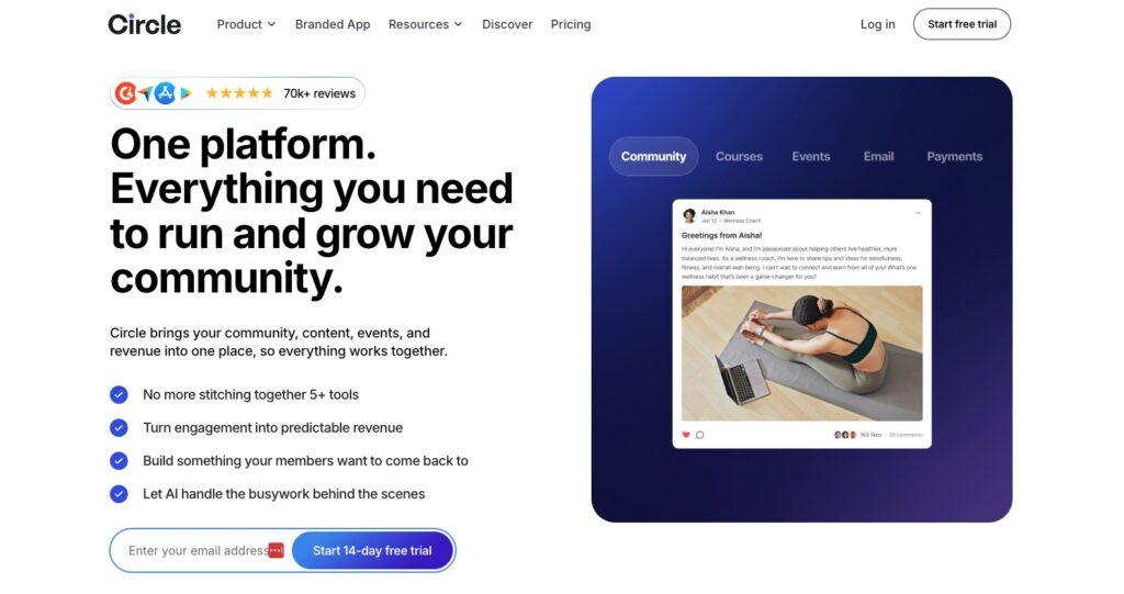 circle homepage screenshot | MemberPress circle homepage screenshot