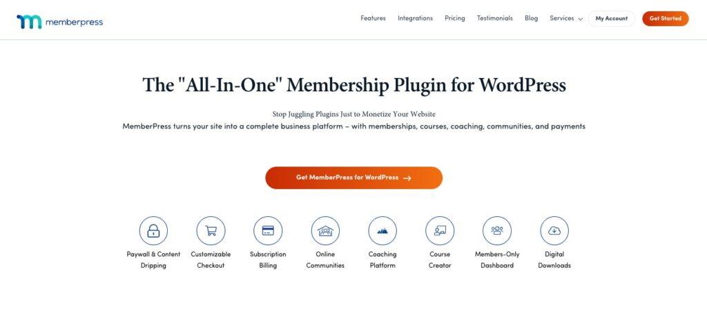 MemberPress Homepage Screenshot all in one plugin 2026