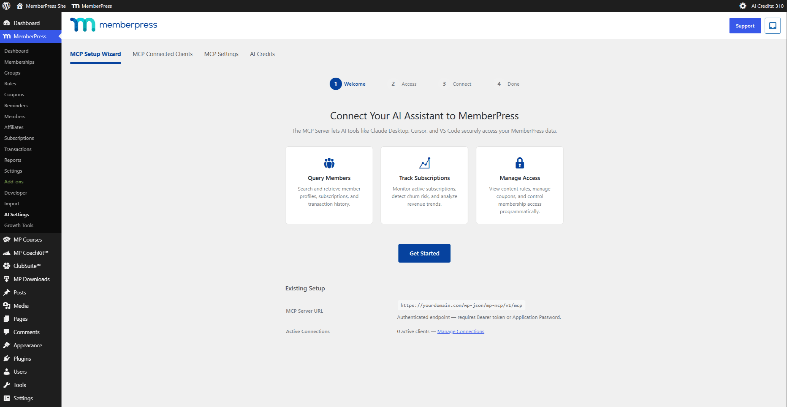 The AI Settings page showing all four tabs