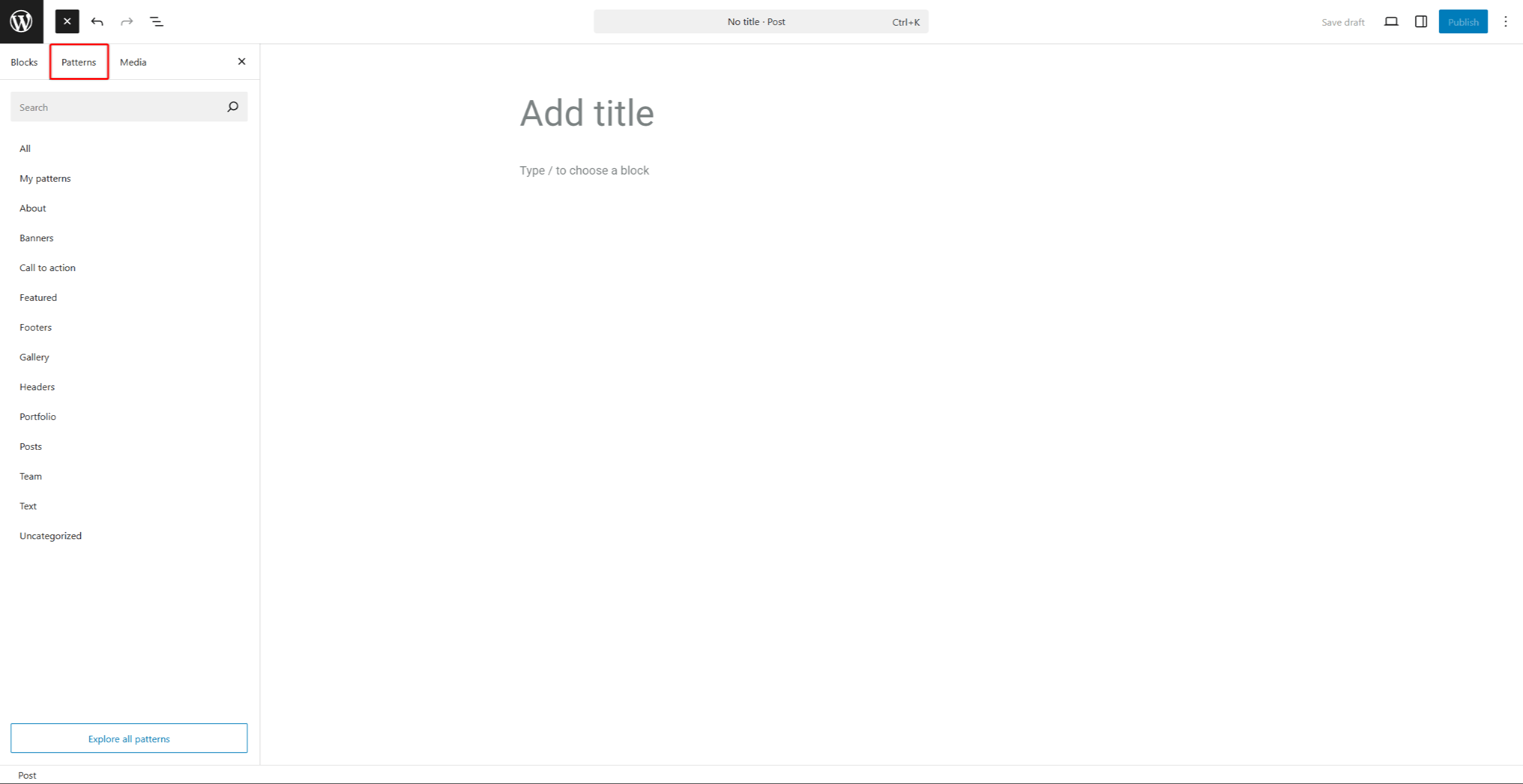 rlt-browse-blocks-patterns | MemberPress The Blocks and Patterns tabs in the Block inserter