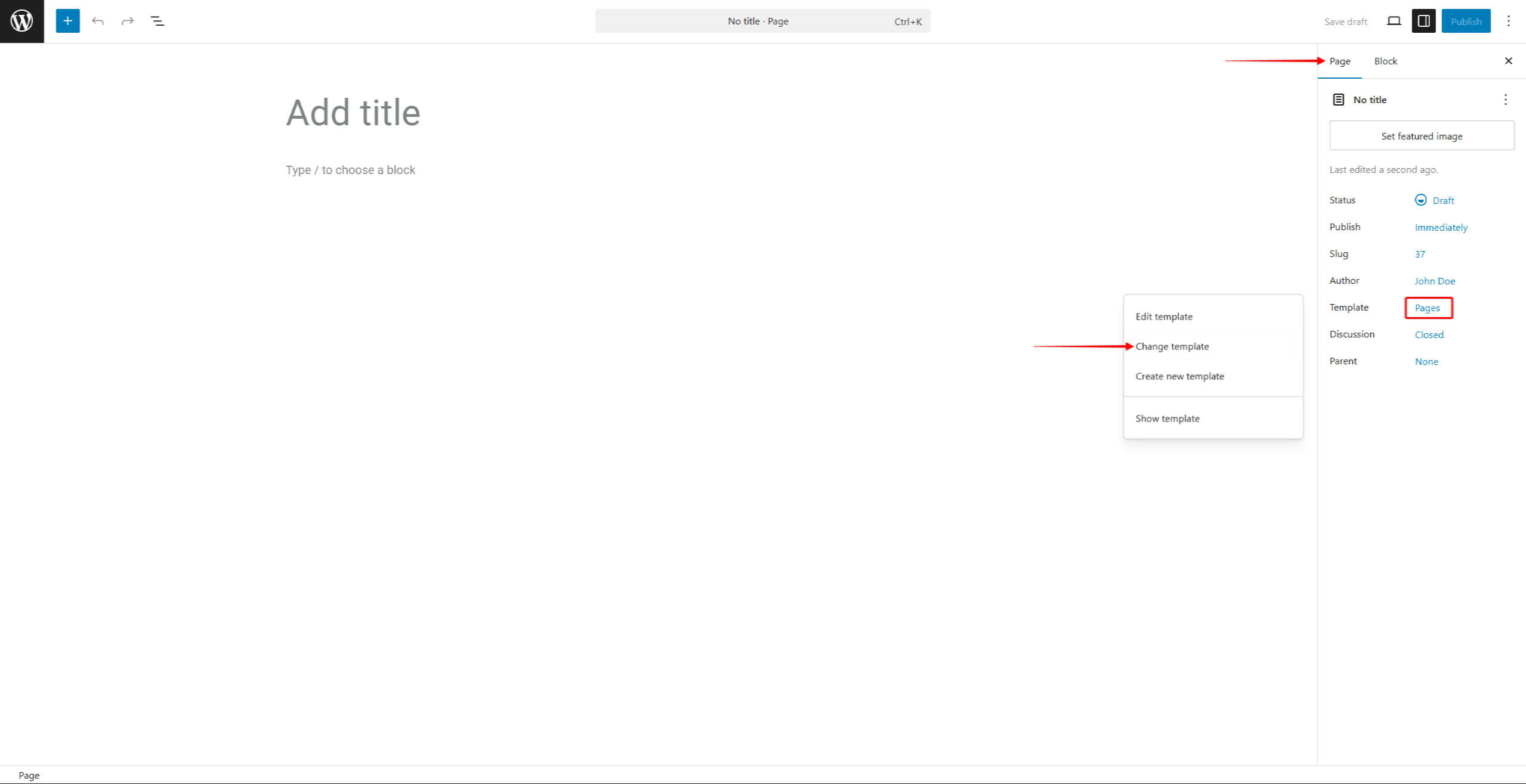 rlt-change-template | MemberPress The Change Template option in the Post editor side panel