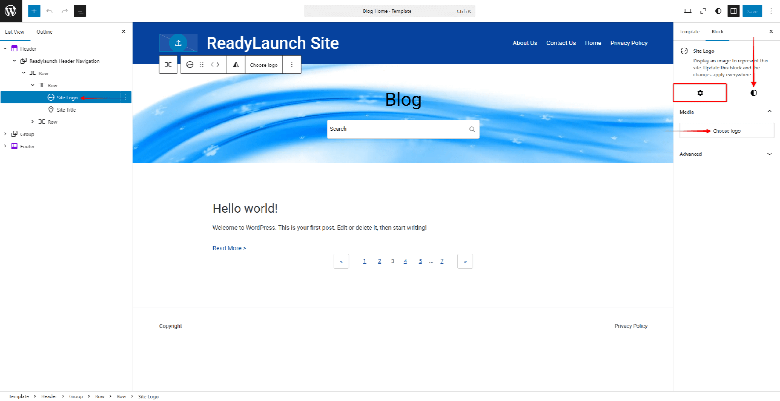 rlt-site-logo-block | MemberPress The Site Logo block options in the Site Editor
