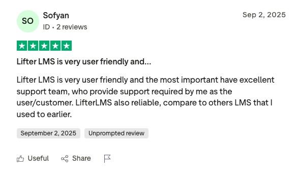 Avis Trustpilot sur LifterLMS | MemberPress Avis Trustpilot sur LifterLMS