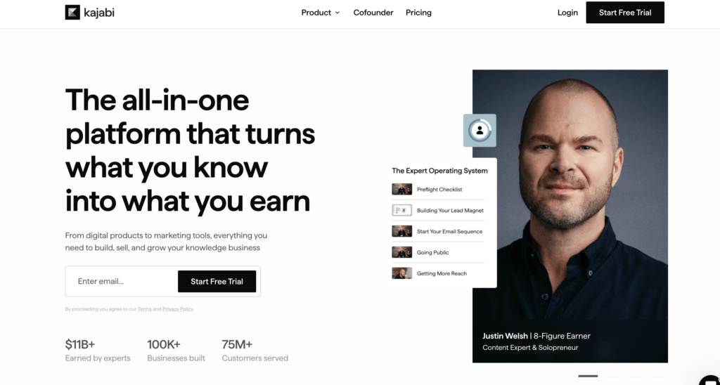 Screenshot 2026-07-24 at 15203 AM | MemberPress Hero banner with a bold headline on the left and a portrait of a man with a floating checklist on the right