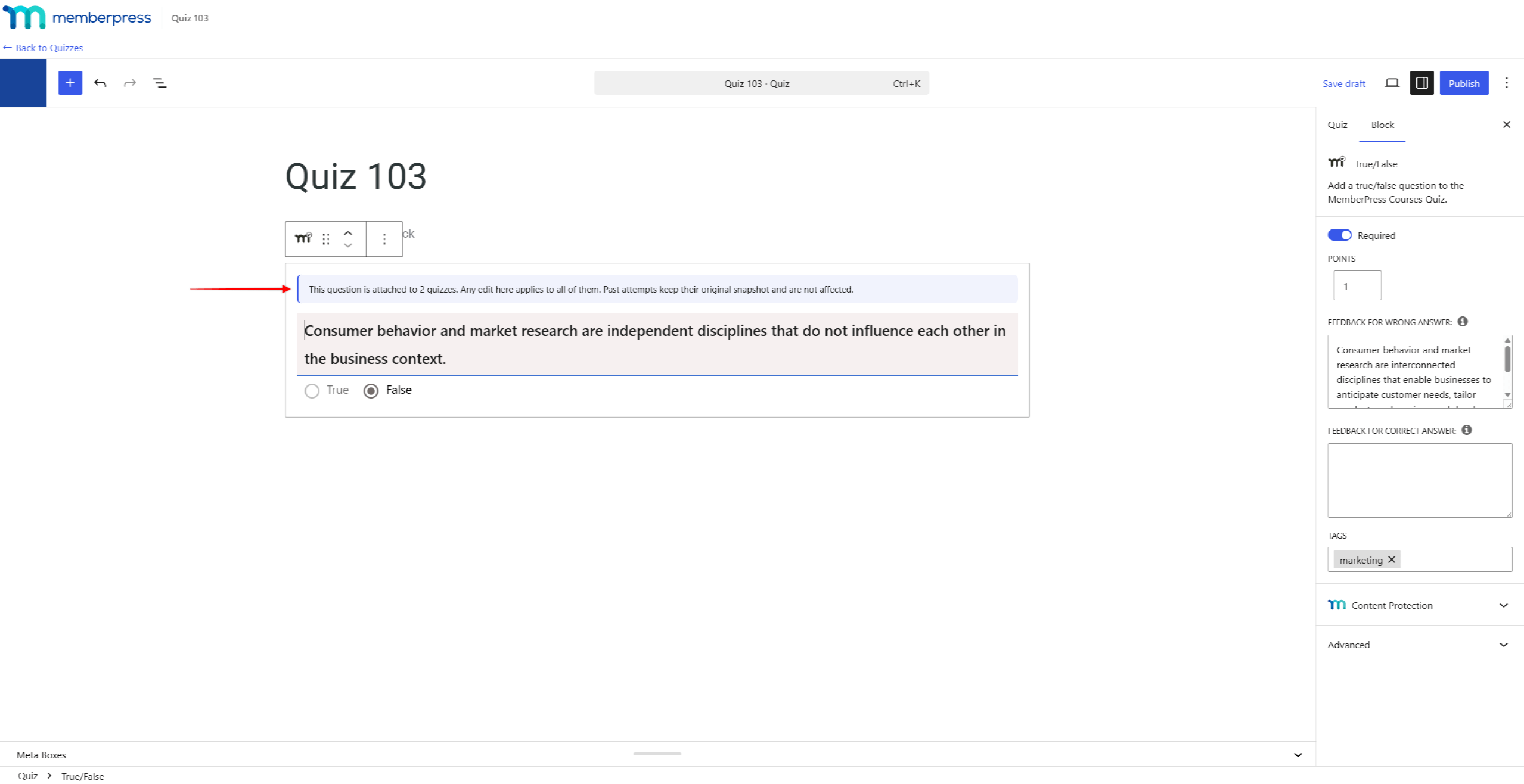 mpcs-attached-question-notice | MemberPress Note relative à l'éditeur de questions ci-joint