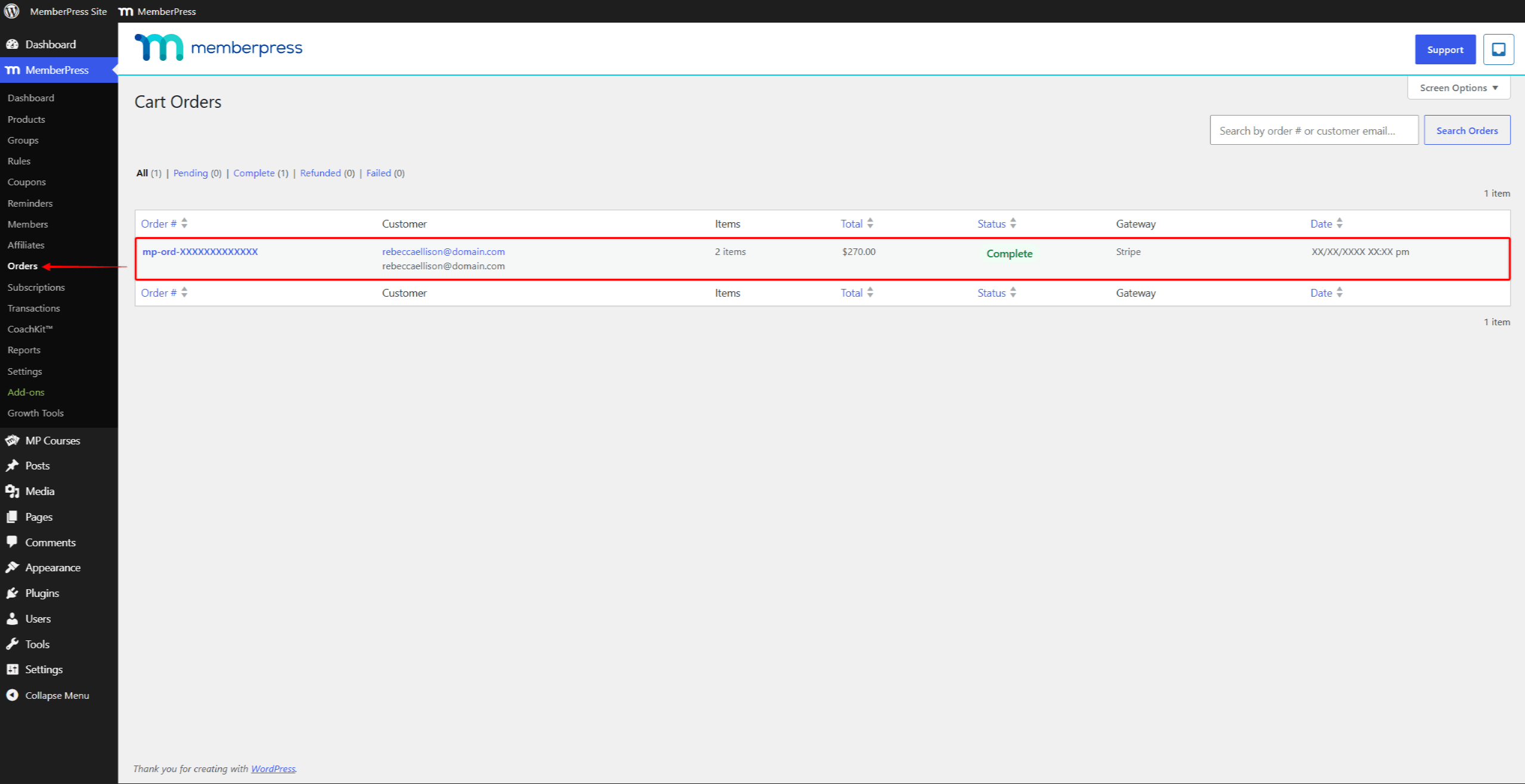 mepr-cart-orders-list-1 | MemberPress Cart Orders admin list screen