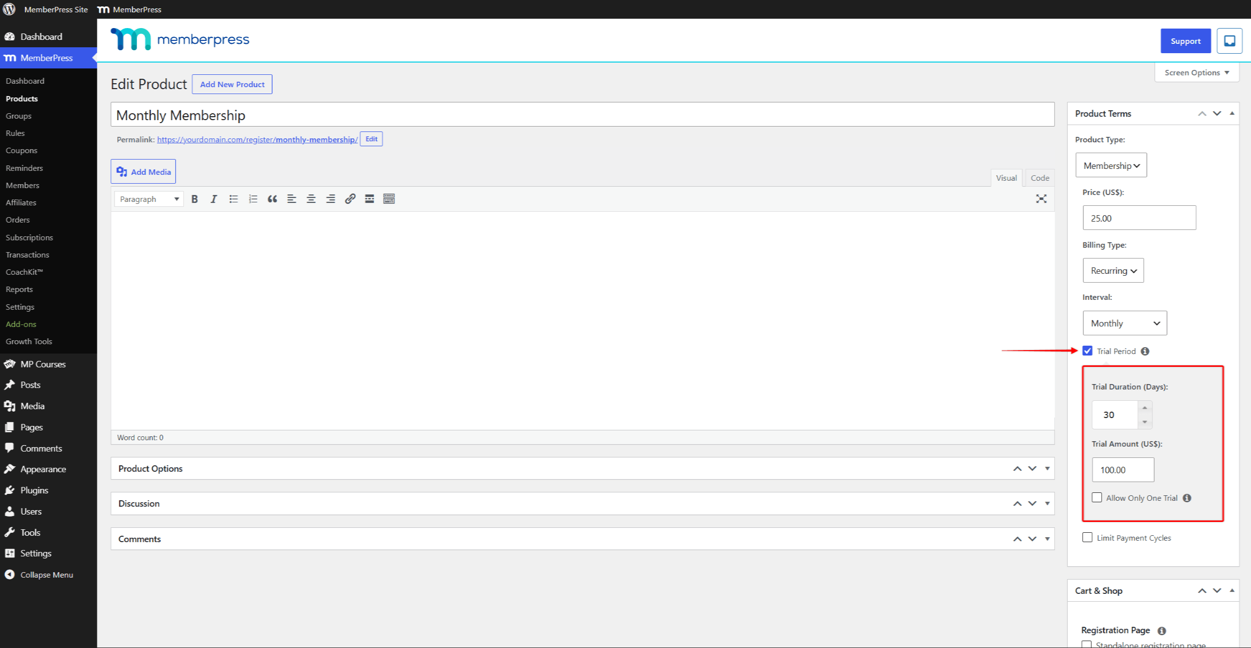 mepr-case-setup-fee-trial-1 | MemberPress El periodo de prueba se utiliza como cuota de alta