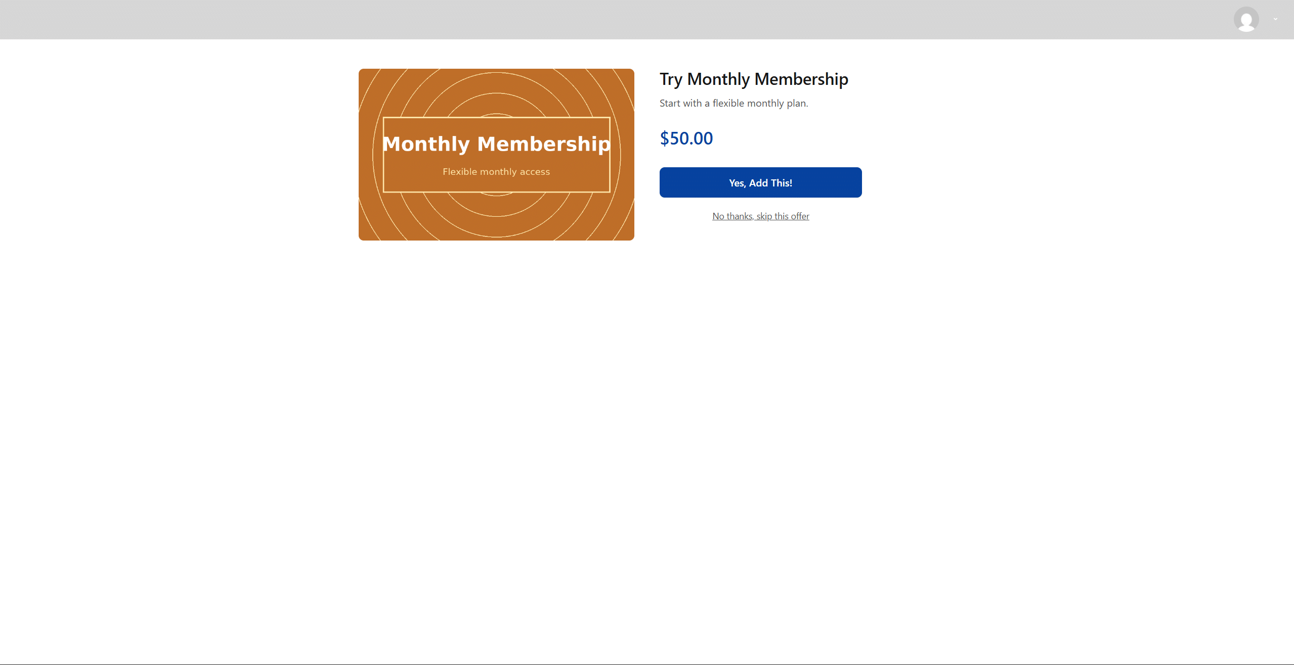 A downsell offer page