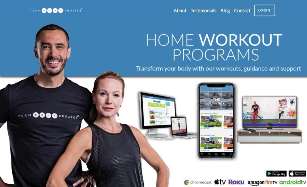 Team Body Project Homepage Screenshot