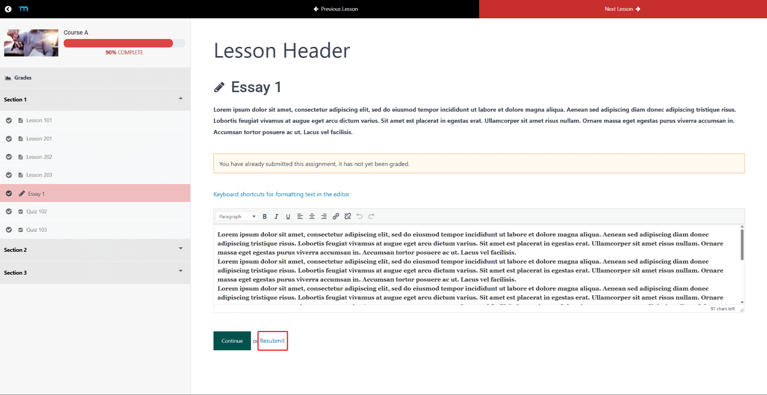 mepr-assignment-resubmit | MemberPress Resubmit option on submitted assignment