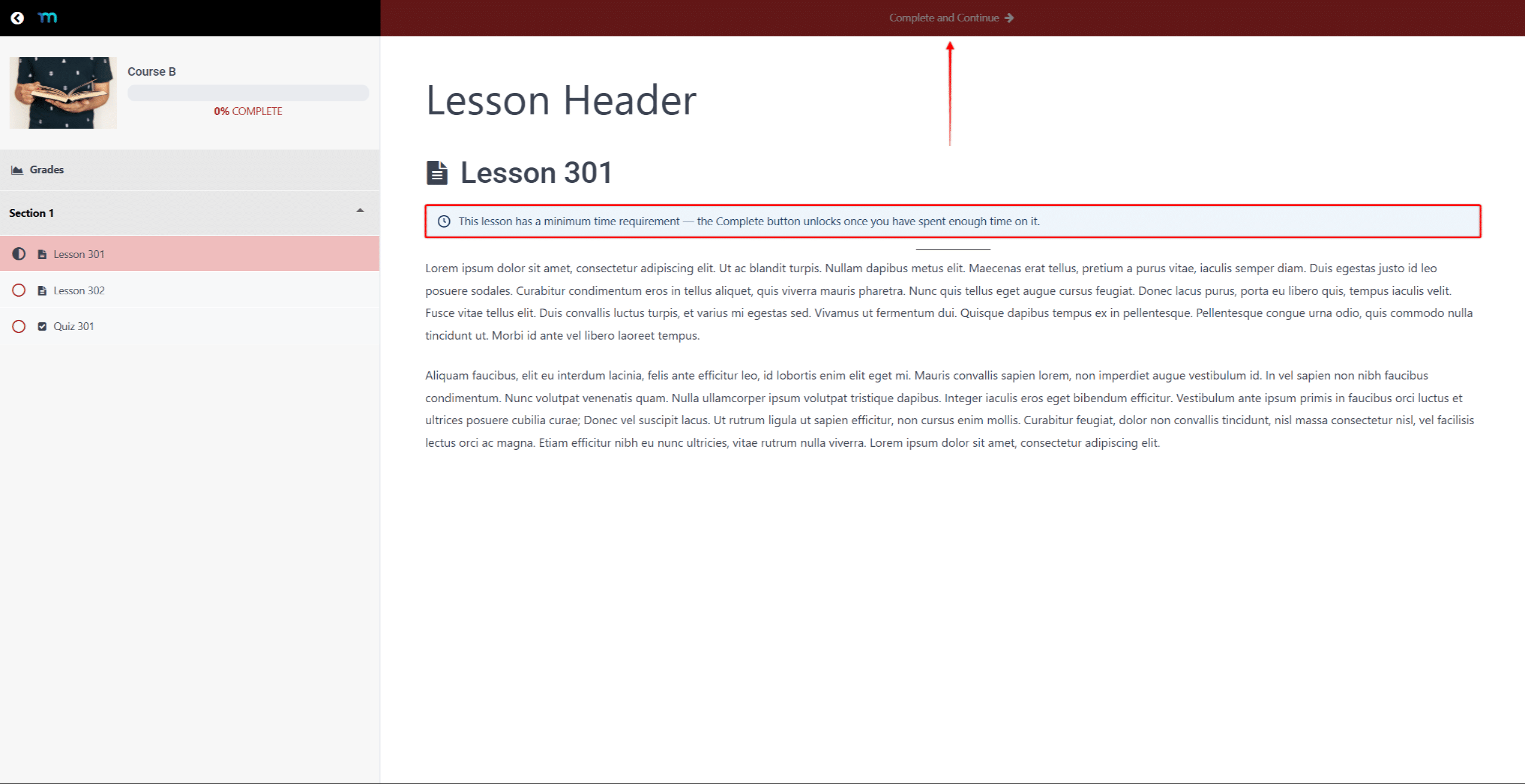 mepr-lesson-minimum-time-hidden | MemberPress Lesson with a minimum time and the countdown hidden